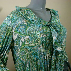 Allison Taylor Crinkle Blouse Ruffles Sheer Size L